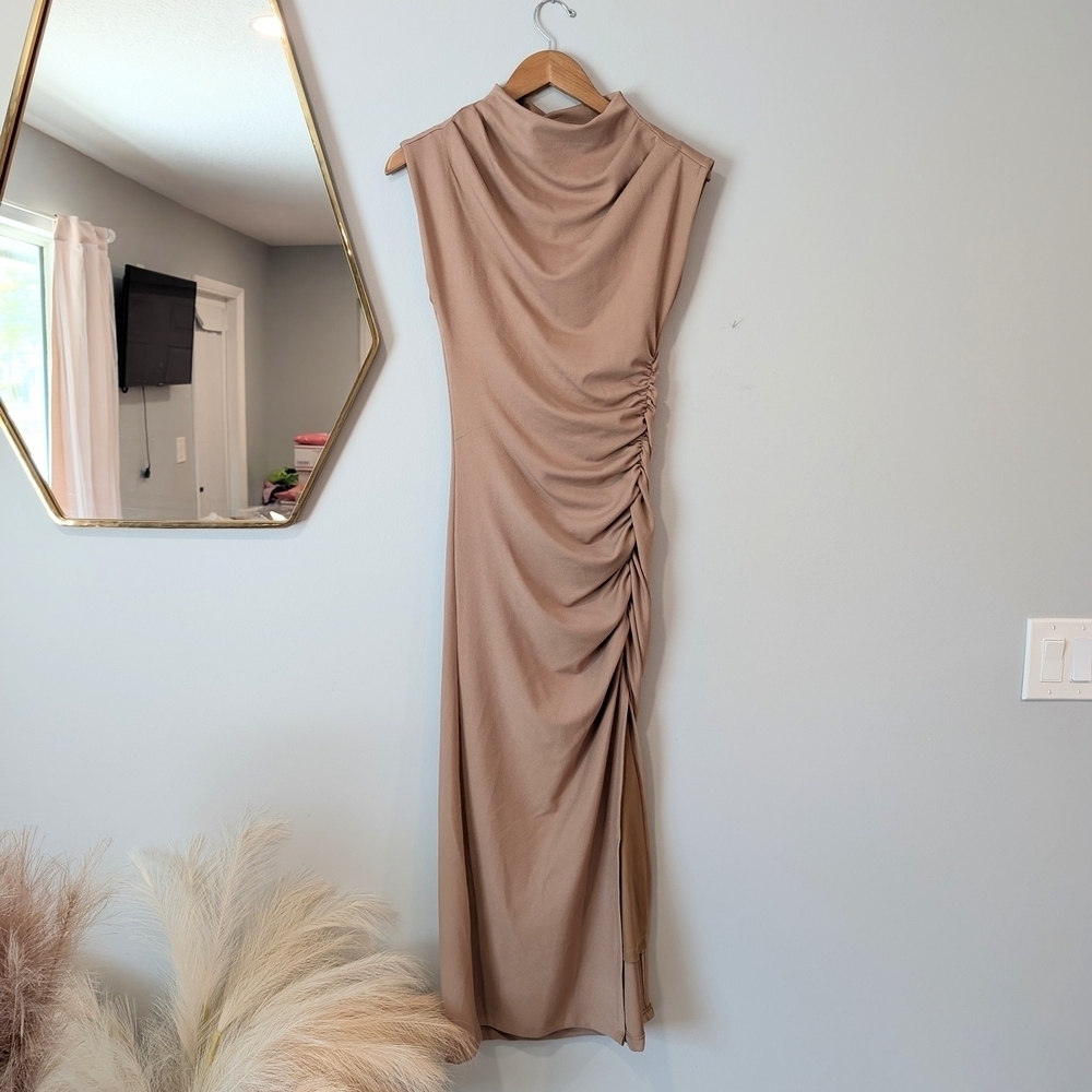 Anthropologie Tan Sleeveless Dress Sz Xs - Picture 2 of 13